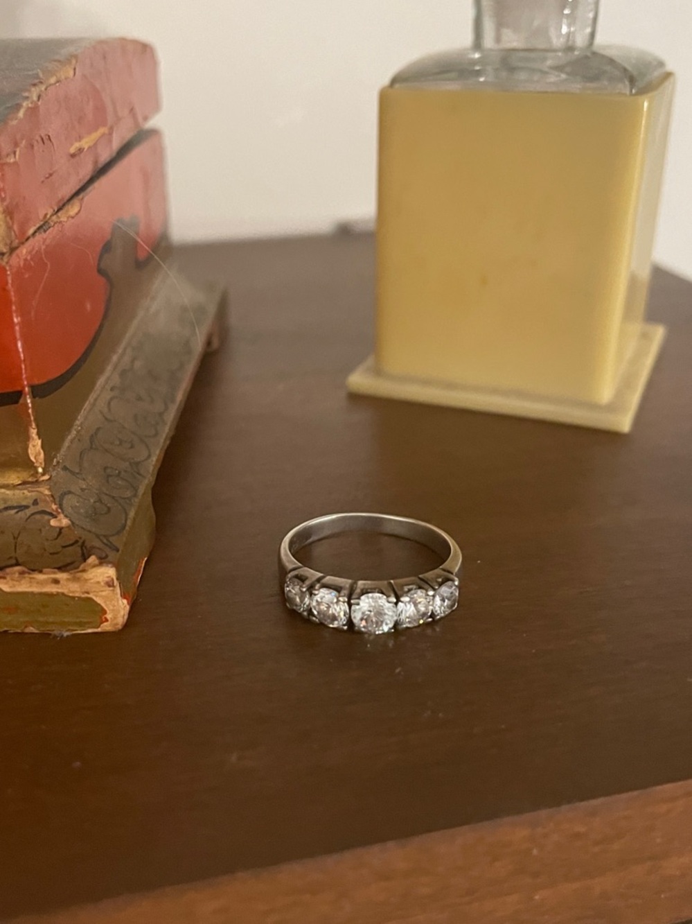 Classic Art Deco Five-Stone Silver and Paste Band - Silver
